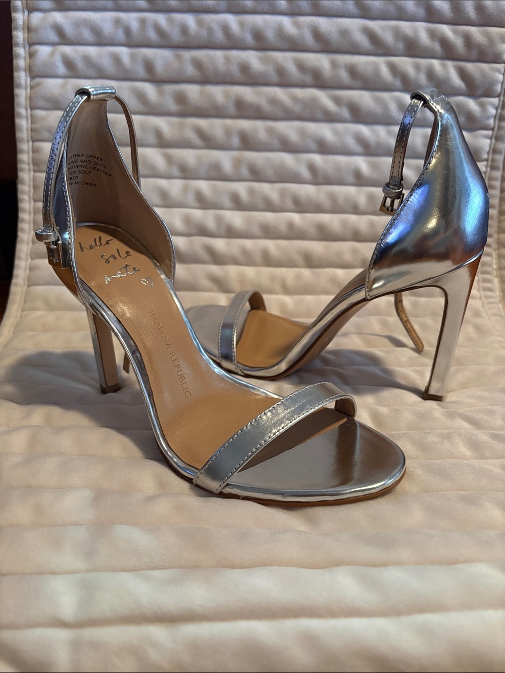 Banana Republic Silver Metallic Stiletto Ankle-Strap Sandals